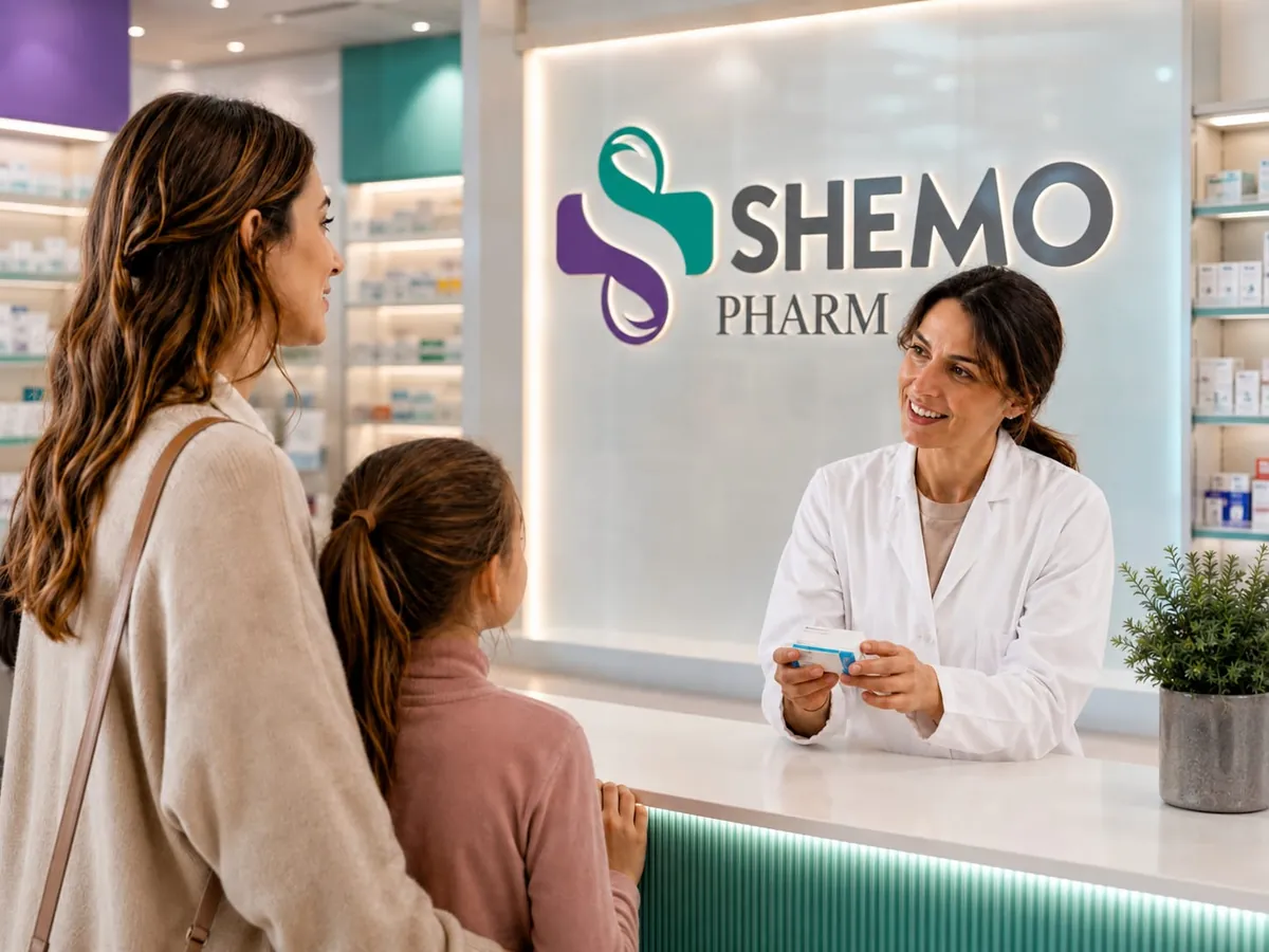 Farmacistja e SHEMO Pharm duke këshilluar një nënë dhe vajzën e saj në barnatore
